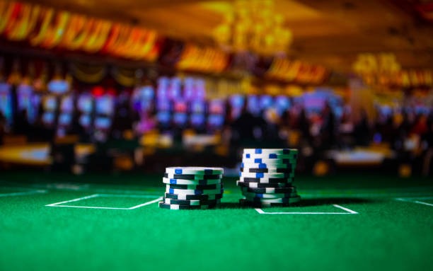 Sic Bo game in progress Sic Bo table with three dice and payout display